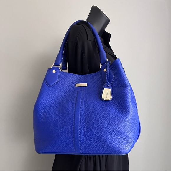 Cole Haan Blue Pebbled Leather Tote Crossbody Bag - Picture 12 of 14